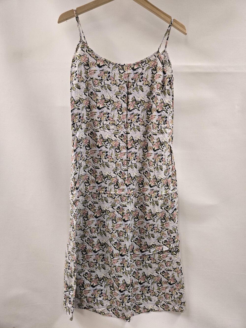 My Pieces Dress Womens Medium Floral Slip Spaghetti Strap Purple Made USA 5077